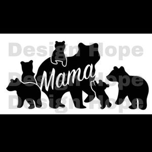 Mama bear with cubs decal 4”